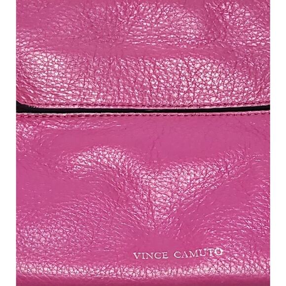 Vince Camuto Soft Pebbled Leather Crossbody Purse Barbie Pink Adjustable Strap - Picture 6 of 9